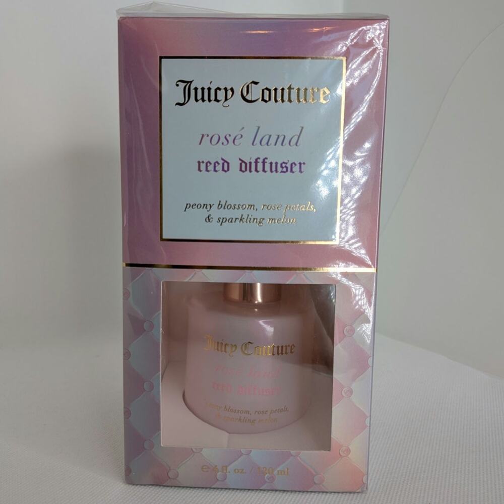 NWT Juicy Couture Rosé Land Reed Diffuser Peony Blossom, Rose Petals, & Melon